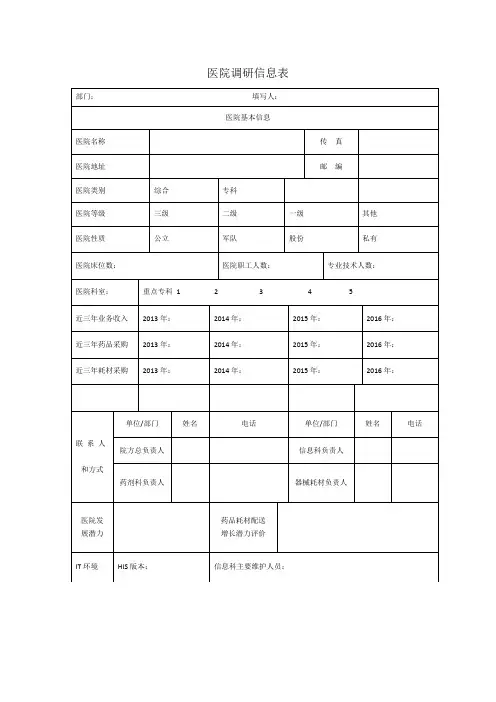 南昌首大医院信息表