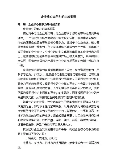 企业核心竞争力的构成要素