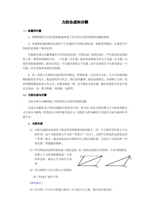 高中物理专题复习    力的合成 与分解