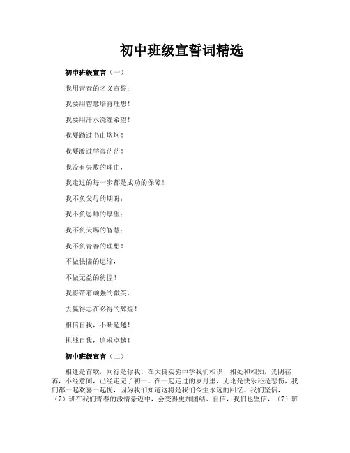 初中班级宣誓词精选