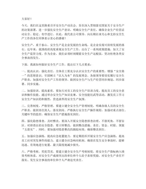 安全生产动员会领导发言稿