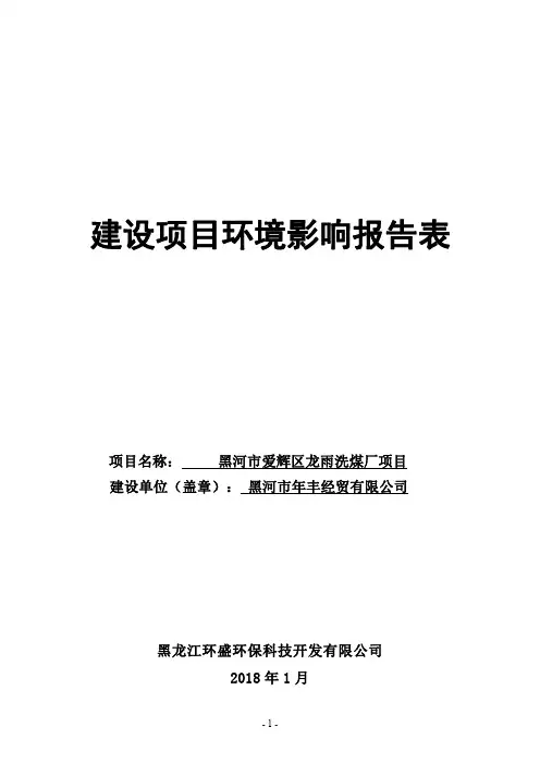 环境影响评价报告公示：黑河市爱辉区龙雨洗煤厂项目环评报告