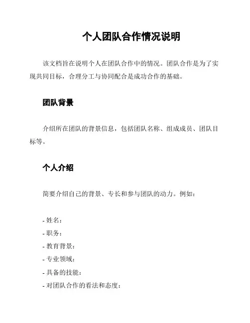 个人团队合作情况说明