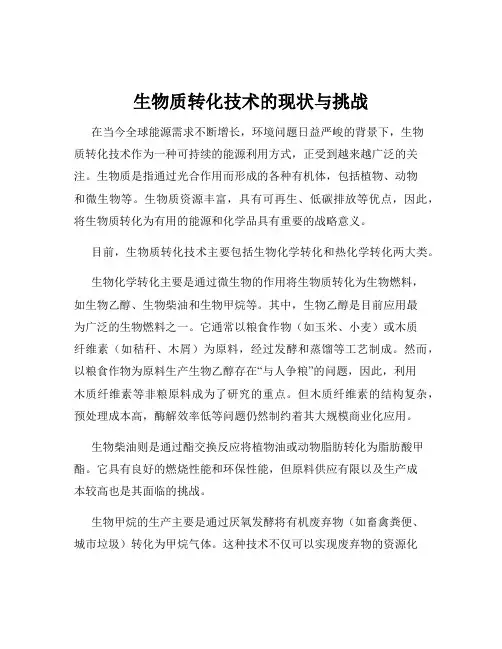 生物质转化技术的现状与挑战
