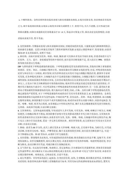 肺部感染鉴别诊断