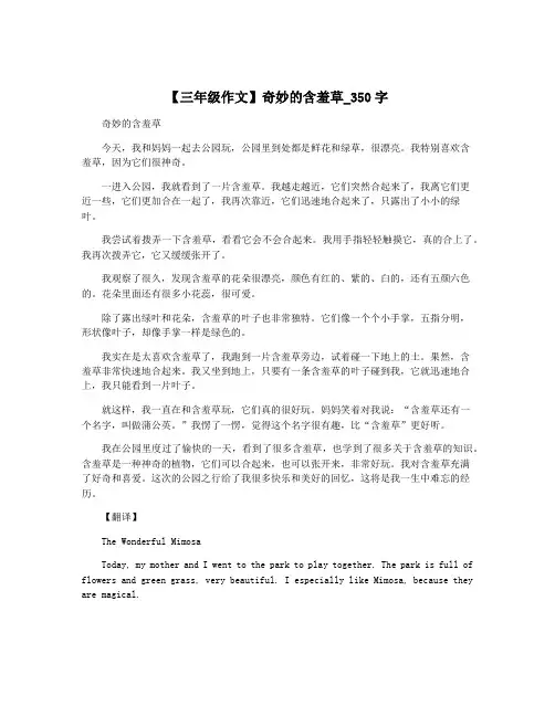 【三年级作文】奇妙的含羞草_350字