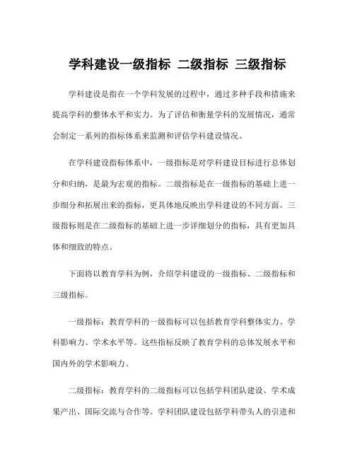 学科建设一级指标 二级指标 三级指标