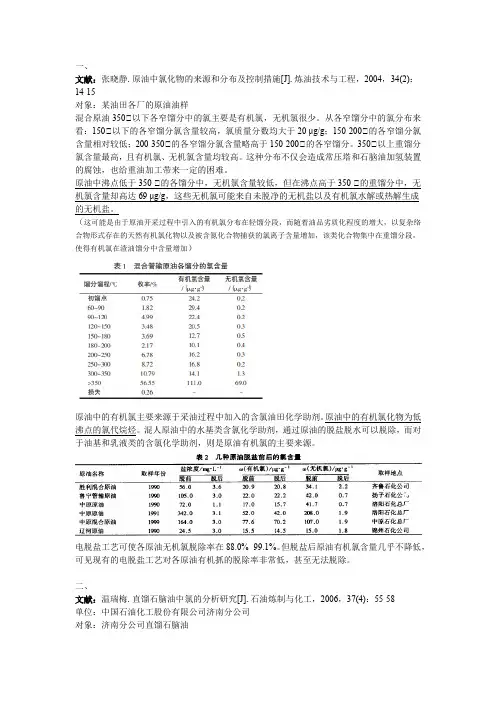 原油氯含量分析与测定