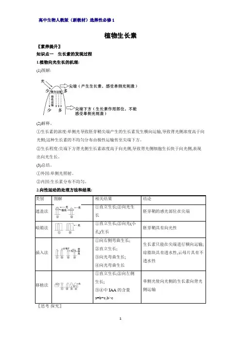 高中生物选修1(新教材)精品学案1：5-1-植物生长素 人教版