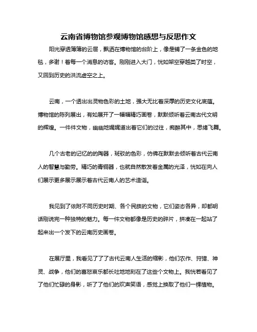 云南省博物馆参观博物馆感想与反思作文