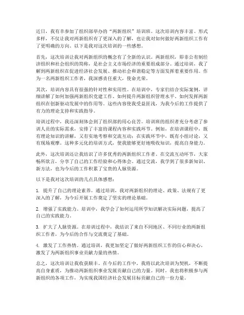 组织部两新组织培训感想