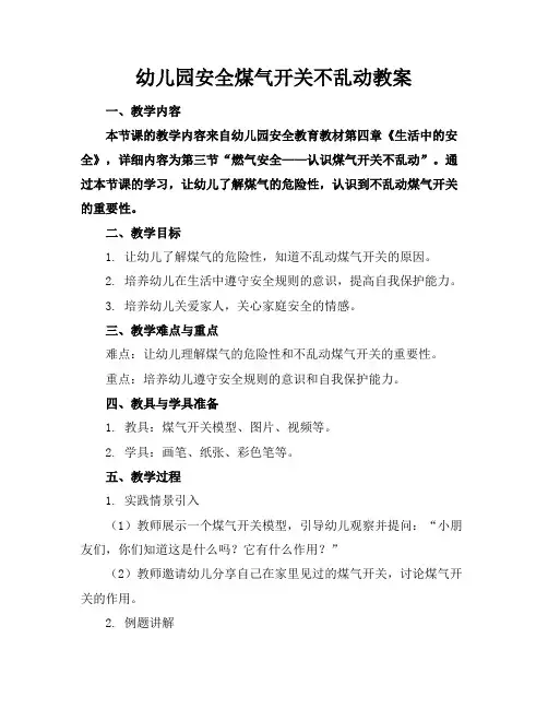 幼儿园安全煤气开关不乱动教案