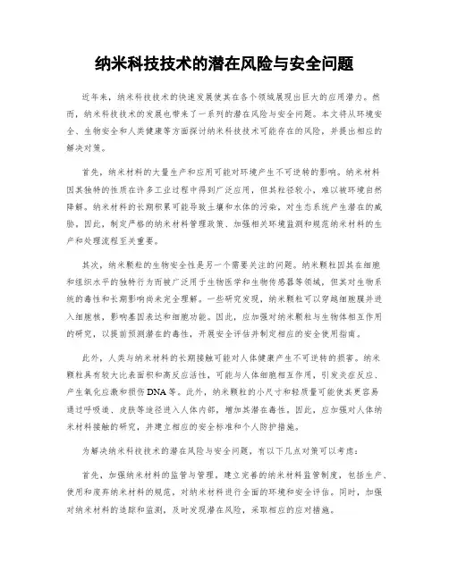 纳米科技技术的潜在风险与安全问题