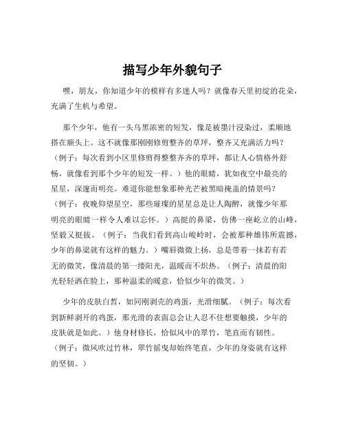 描写少年外貌句子