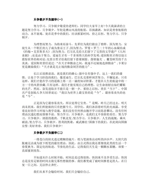 2020只争朝夕不负韶华演讲稿例文大全5篇