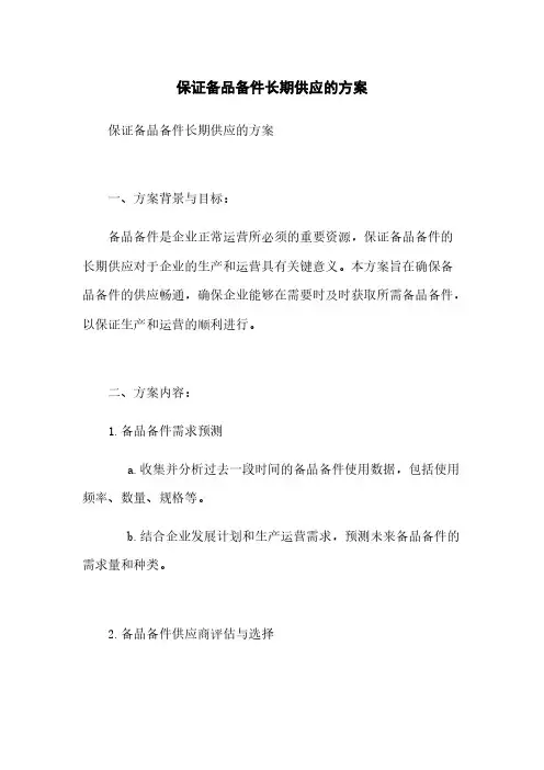 保证备品备件长期供应的方案