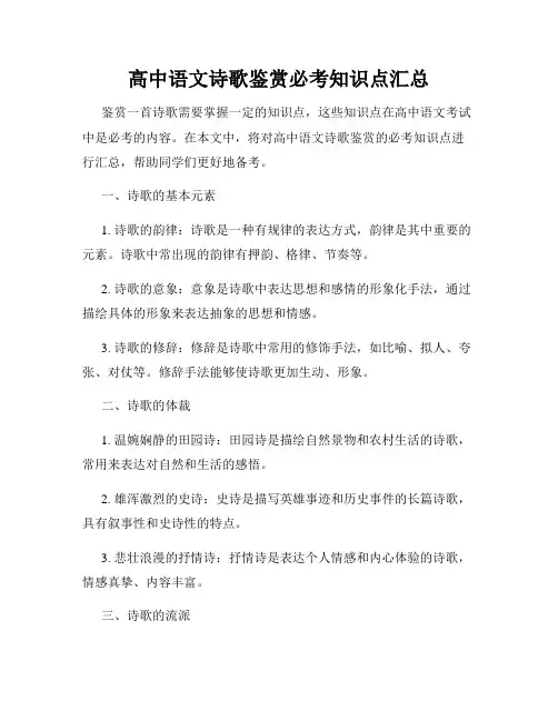 高中语文诗歌鉴赏必考知识点汇总