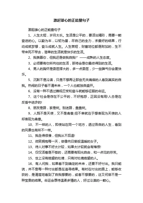 激起雄心的正能量句子