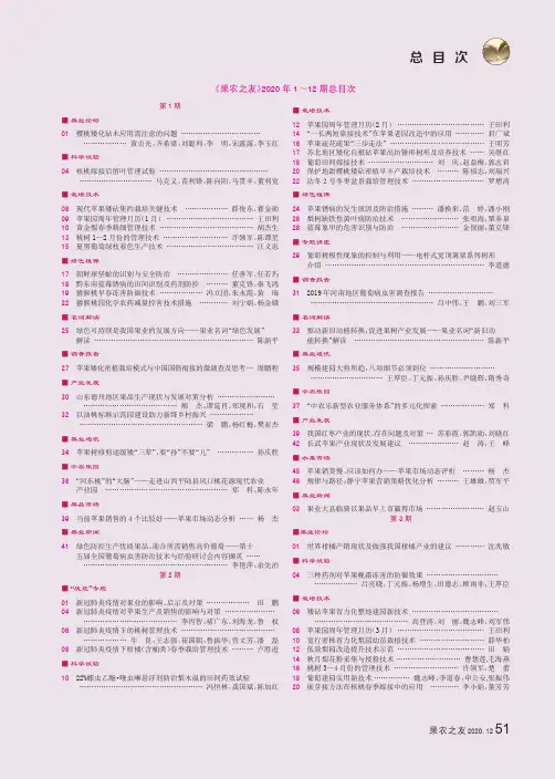 《果农之友》2020年1~12期总目次