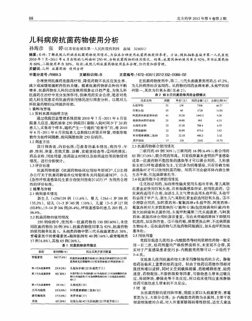儿科病房抗菌药物使用分析