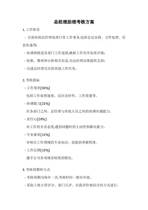 总经理助理考核方案