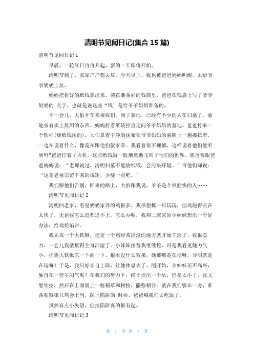 清明节见闻日记(集合15篇)