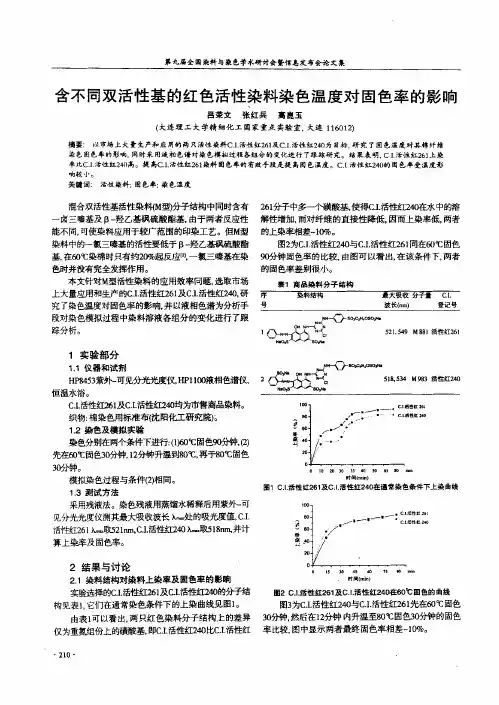 含不同双活性基红色活性染料染色温度对固色率影响
