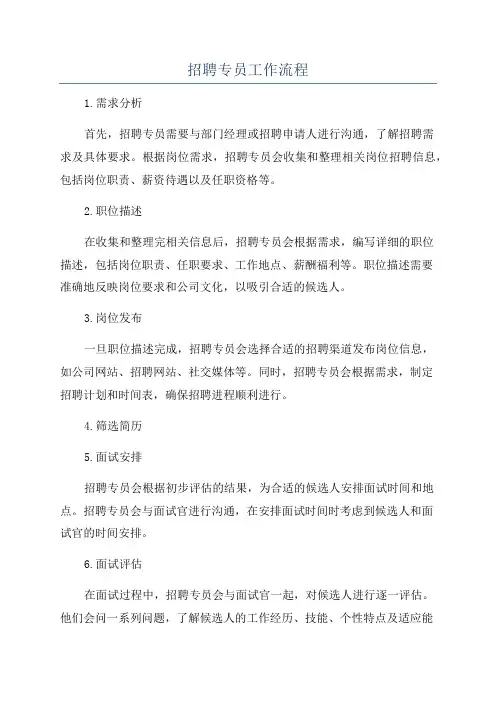 招聘专员工作流程