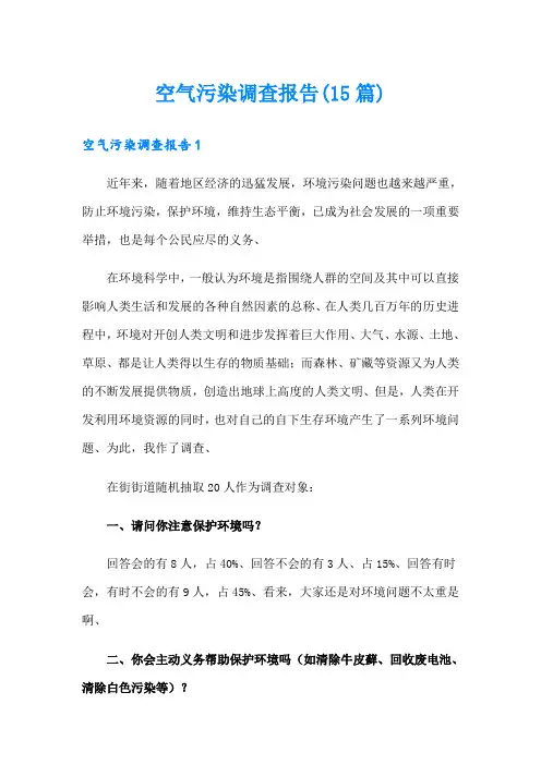 空气污染调查报告(15篇)