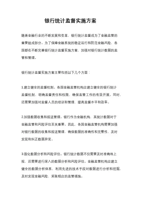 银行统计监督实施方案