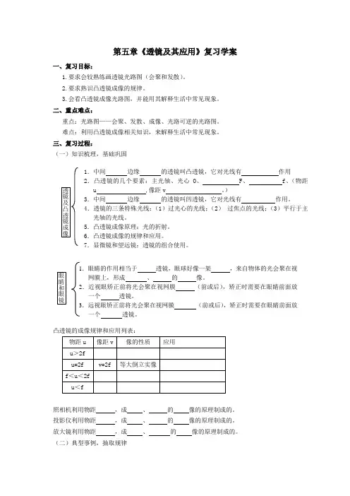 《透镜及其应用》复习导学案