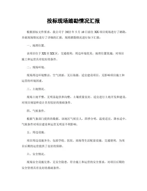 投标现场踏勘情况汇报