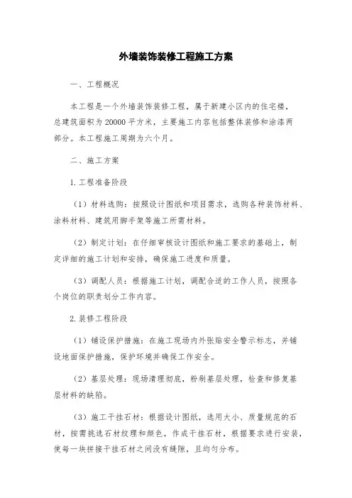 外墙装饰装修工程施工方案