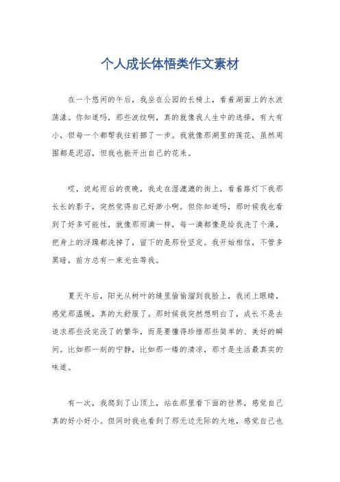 个人成长体悟类作文素材
