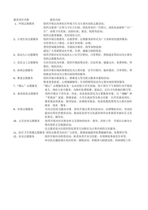 志愿服务内容