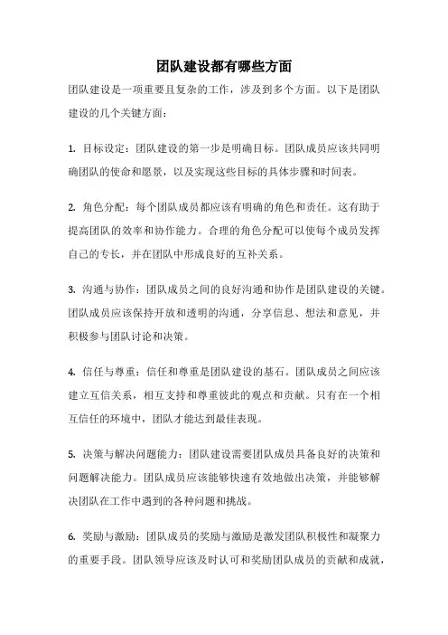 团队建设都有哪些方面