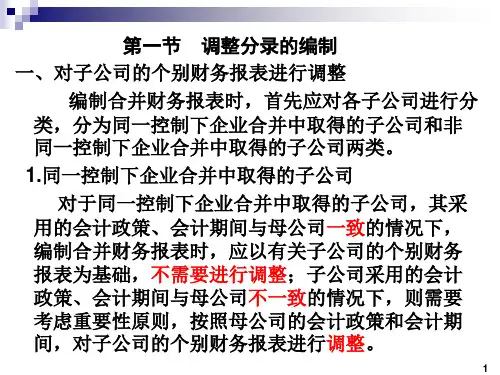 合并财务报表的编制