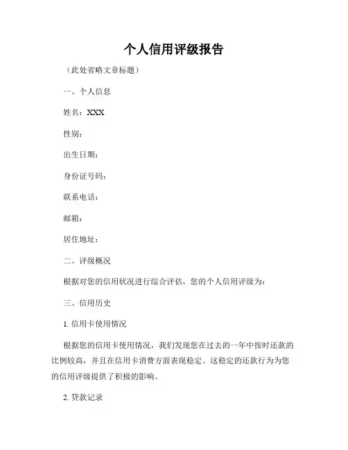 个人信用评级报告