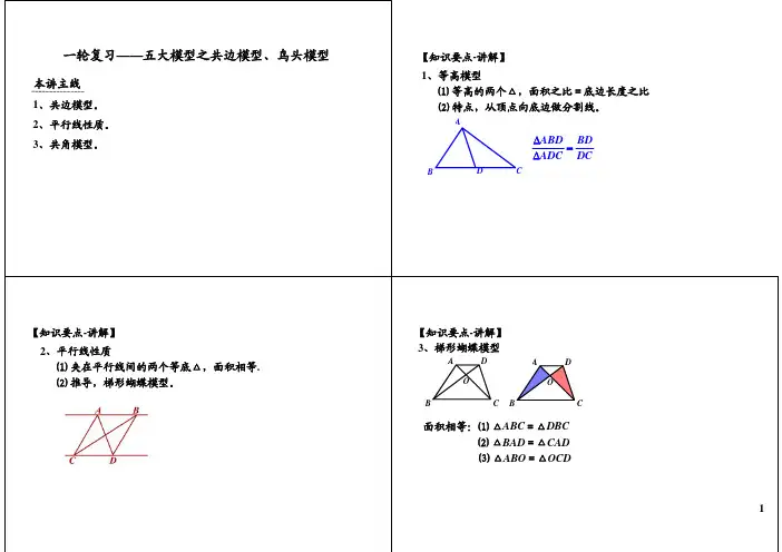 小升初数学拔高之五大模型之共边模型、鸟头模型