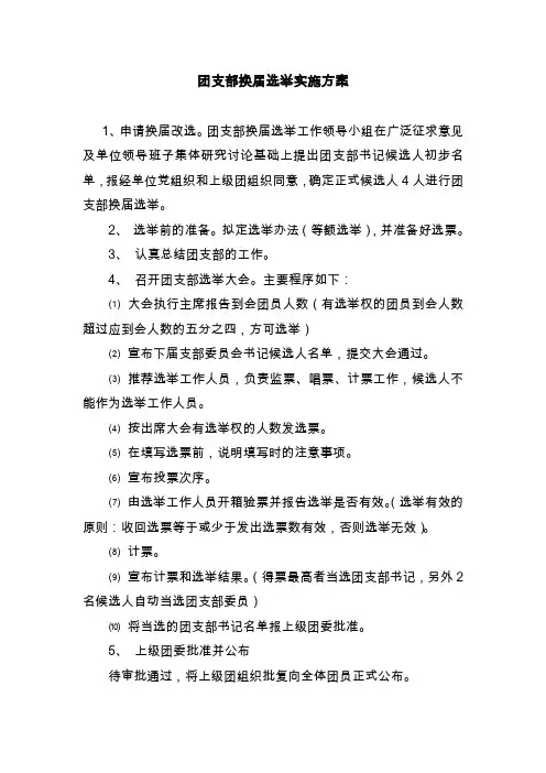 团支部换届选举工作实施方案