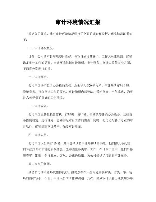 审计环境情况汇报