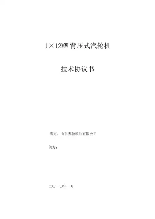 B12汽轮机规范