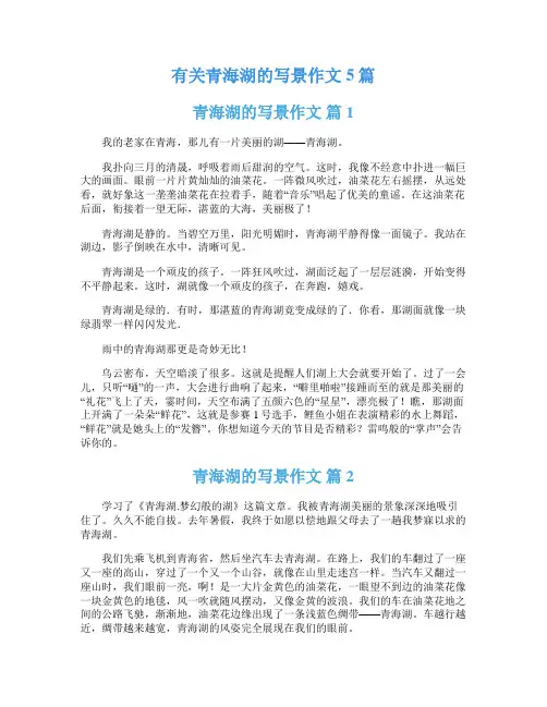 有关青海湖的写景作文5篇