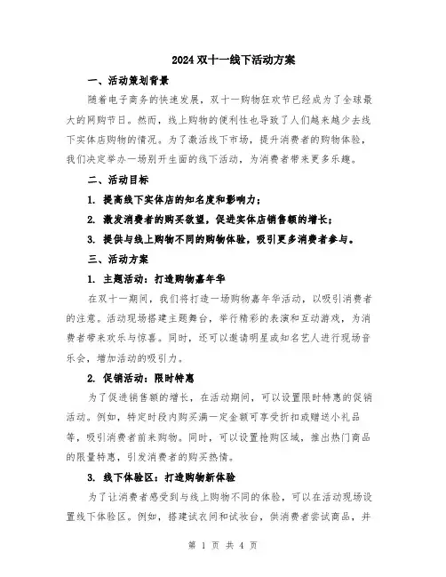 2024双十一线下活动方案