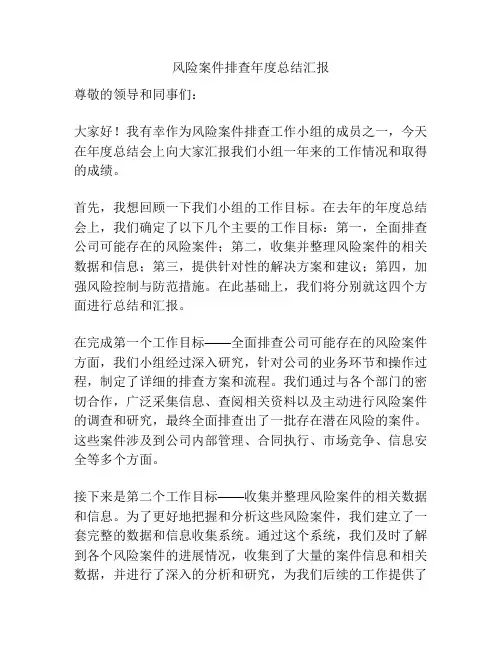 风险案件排查年度总结汇报