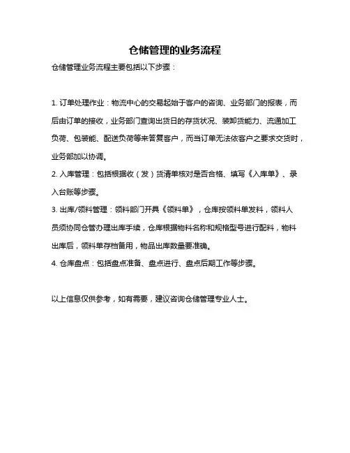 仓储管理的业务流程