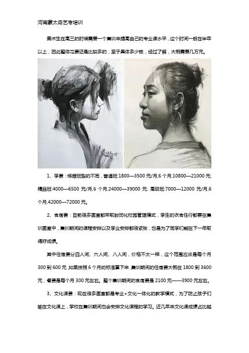 美术生高三集训一般要多少钱