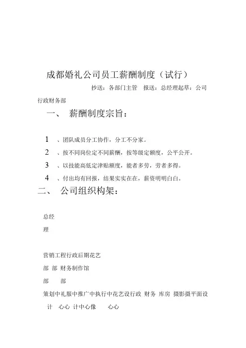 婚庆公司参考薪酬管理制度