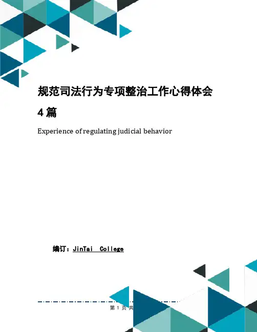 规范司法行为专项整治工作心得体会4篇