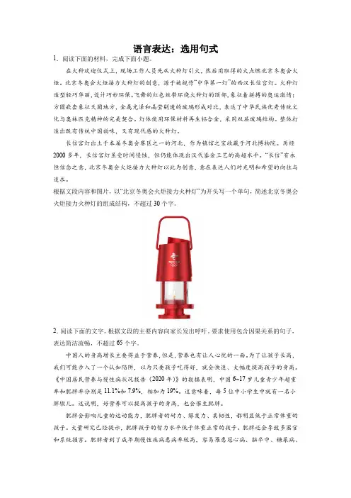 高考语文基础知识复习：选用句式